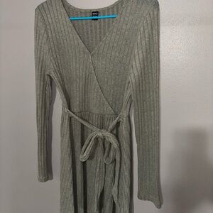 Sage Long Sleeve Wrap Dress